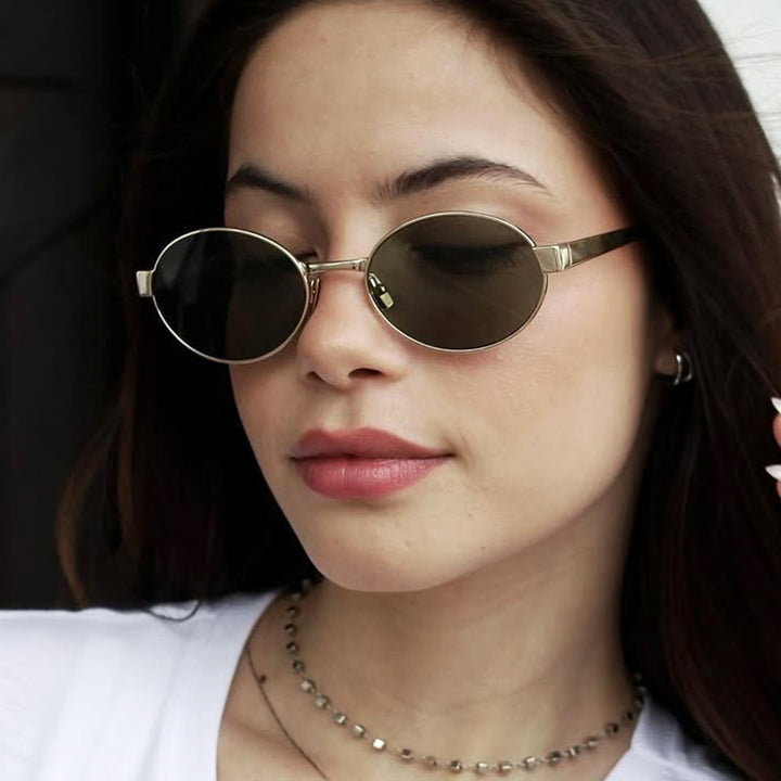 Women's round glasses with elegant metal frame and adjustable nose pads Skanto