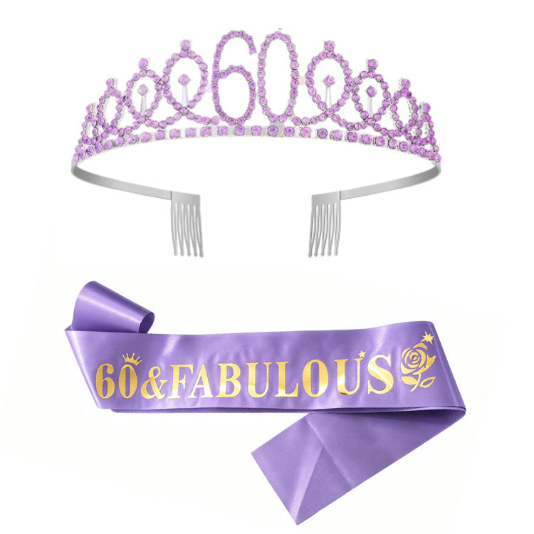 Damer Glitrende bursdags tiara sett med sashes Skanto