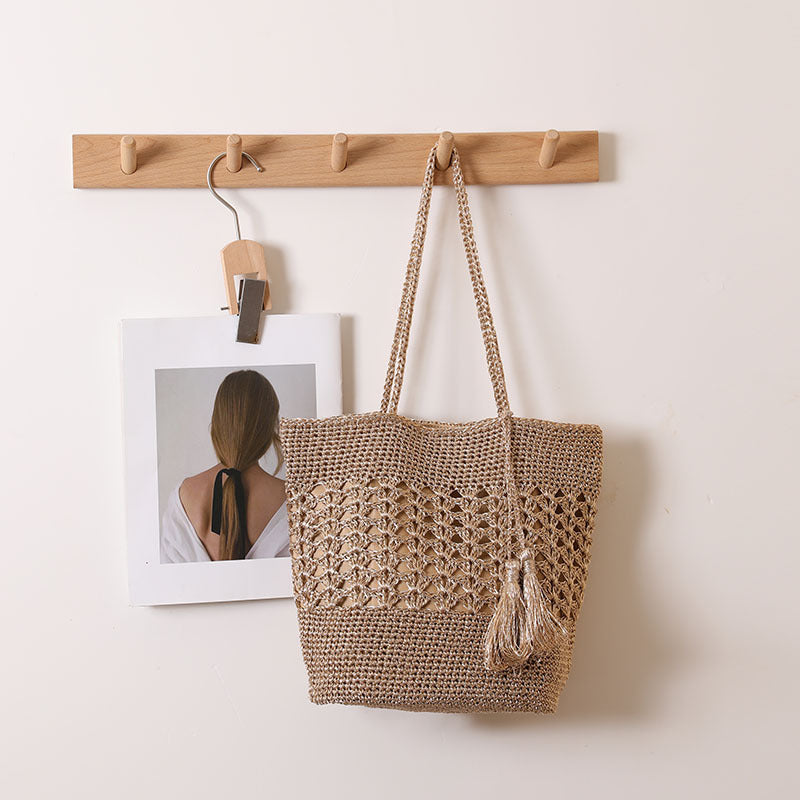 Crocheted tote bag with elegant tassels Skanto
