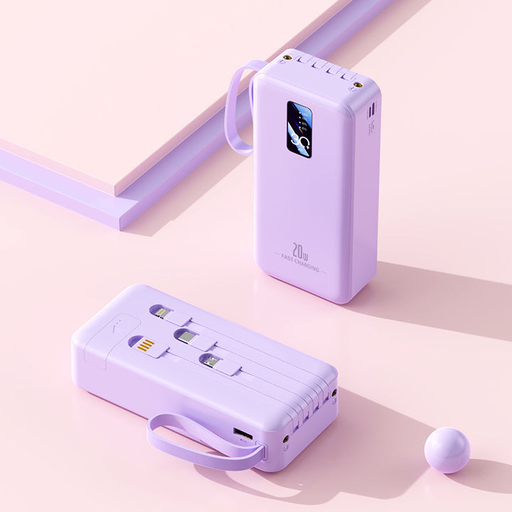 bærbar hurtiglade-powerbank med indbyggede ladekabler Skanto