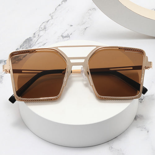 Dame oversized solbrille med luksuriøst design og geometrisk ramme Skanto