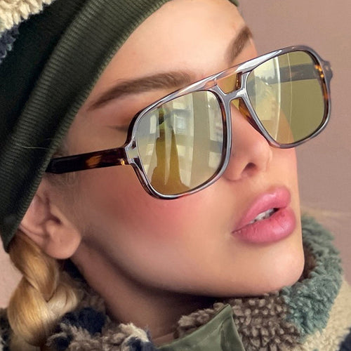 Women's modern square sunglasses with stylish transparent frame Skanto
