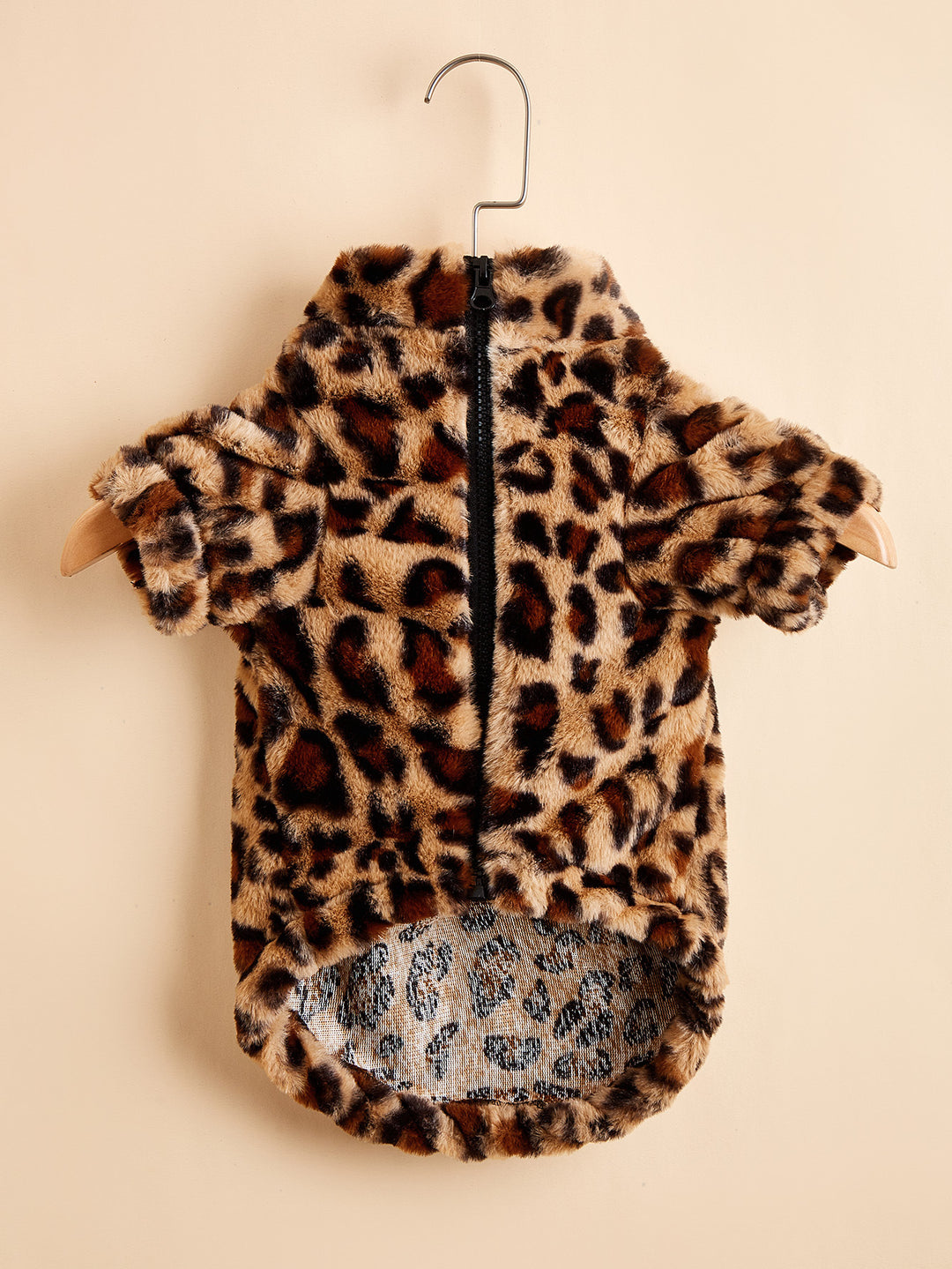 Myk fleece leopardmønstret jakke hundeseng