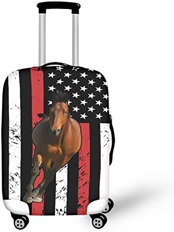 Unisex nan elastisk koffertrekk med hest- og solblomstmotiv, dehbar stretchbeskyttelse for hardplast- trolley med glidelås Skanto