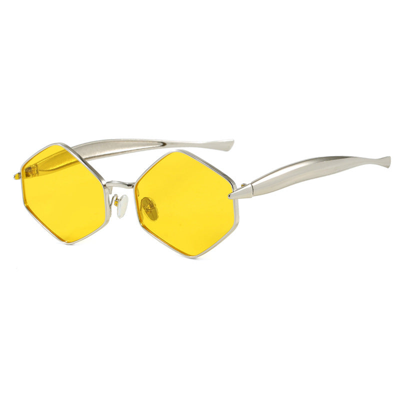 Women's hexagonal sunglasses with elegant metal frame and UV protection Skanto