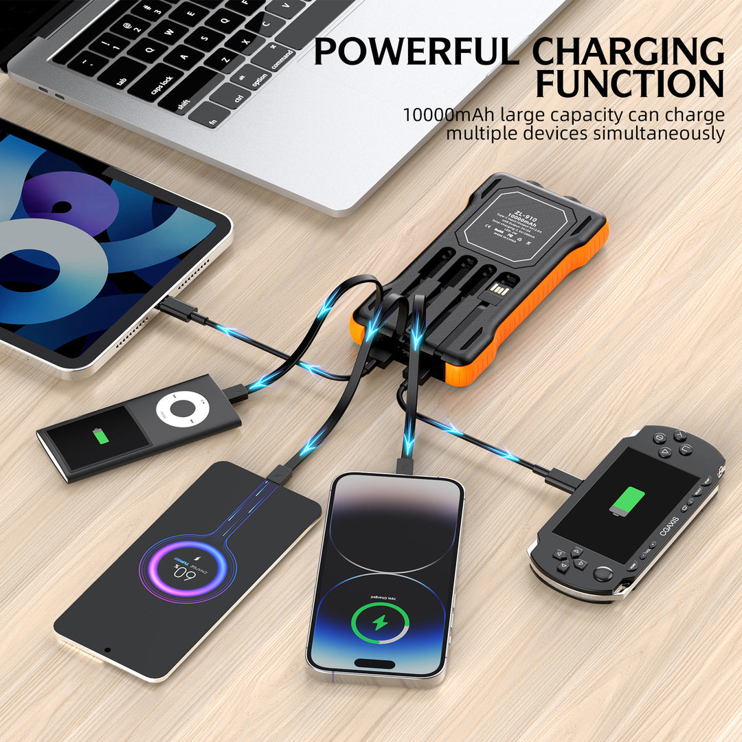 Høyytelses sol Powerbank med multifunksjonelle ladekabler Skanto