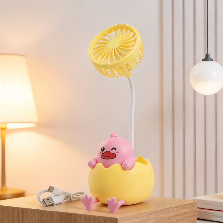 Dame skrivebordslampe med integrert mini-vifte Skanto