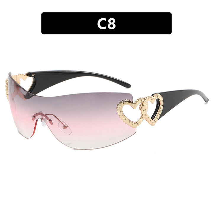 Dame Fashion-solbrille med hjerte-applikasjoner Skanto