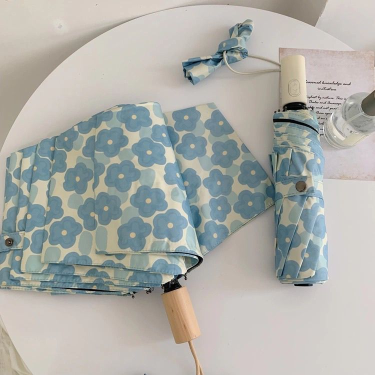 Damen Sammenleggbart paraply med blomsterdesign Skanto