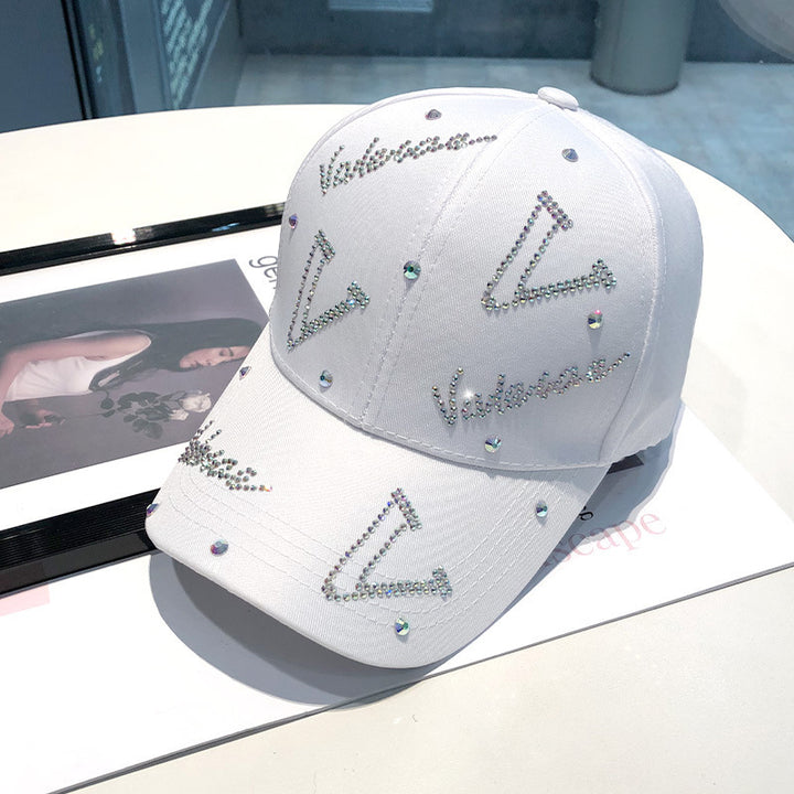 Kvinne Rhinestone Accentuerte Justerbare Baseball cap Skanto
