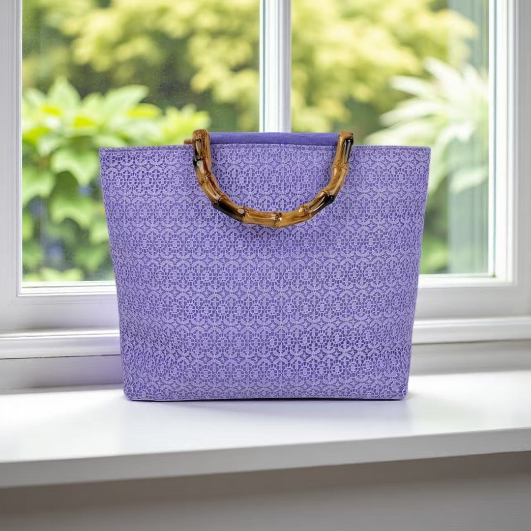 Elegant bomullsveske med bambushåndtak Skanto