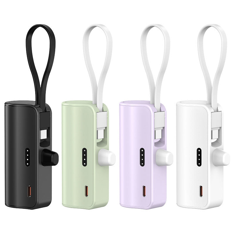 Bærbar powerbank med integrert ladekabel og kompakt design Skanto