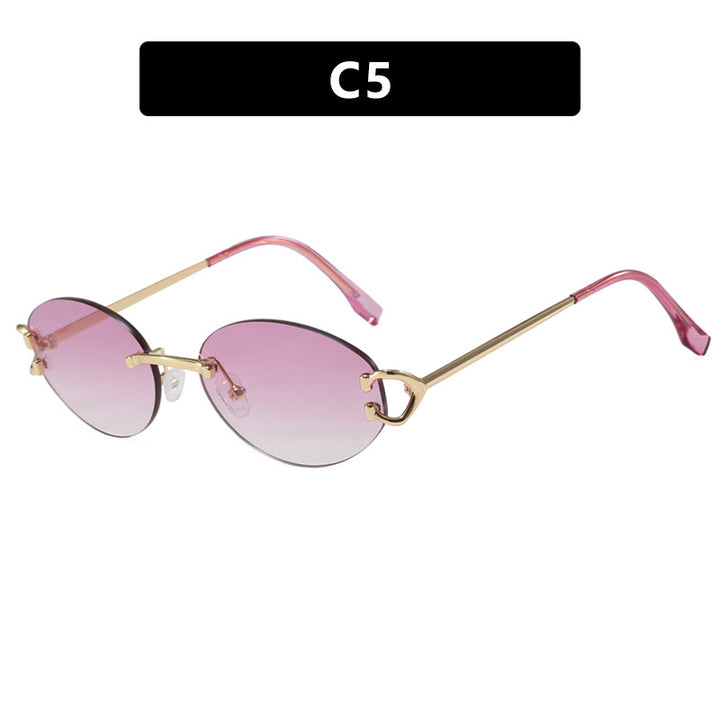 Women's elegant oval sunglasses with modern metal frame Skanto