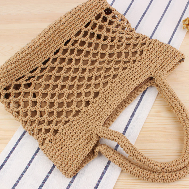 Makramee Strandtaske med Innovativt Nettdesign Skanto
