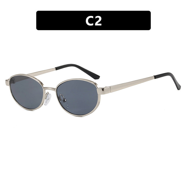 Women's fashionable sunglasses in elegant oval design with high-quality metal frame Skanto