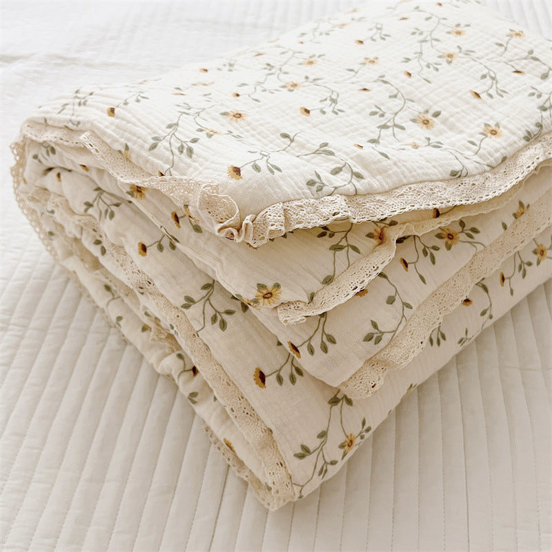 Unisex Pustende Muslinteppe med Blomster Volangdesign Skanto