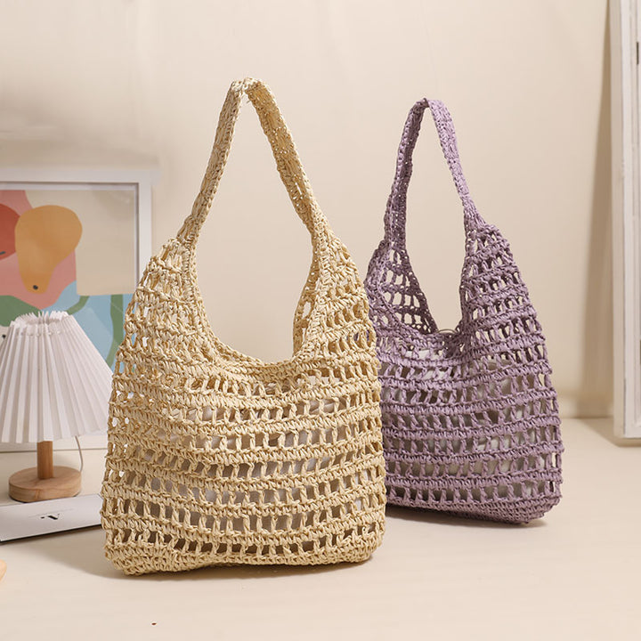 Trendy net tote bag with ruched design Skanto