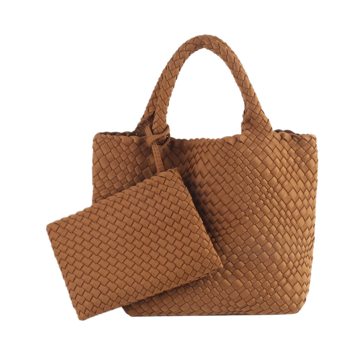 Flettet håndveske med avtakbar clutch Skanto