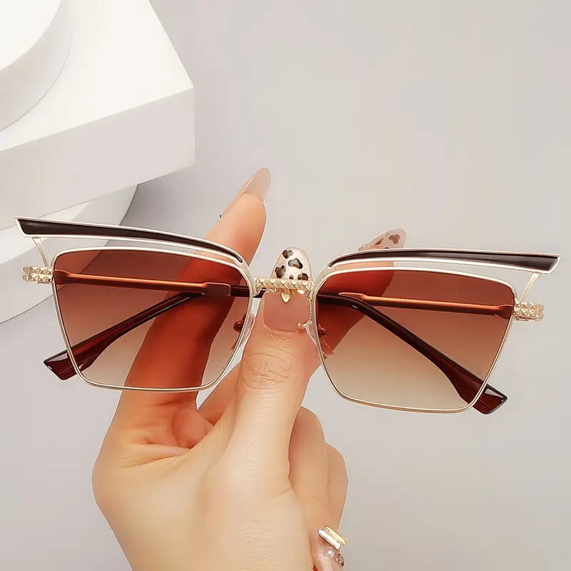 Women's square designer glasses with filigree metal frame Skanto