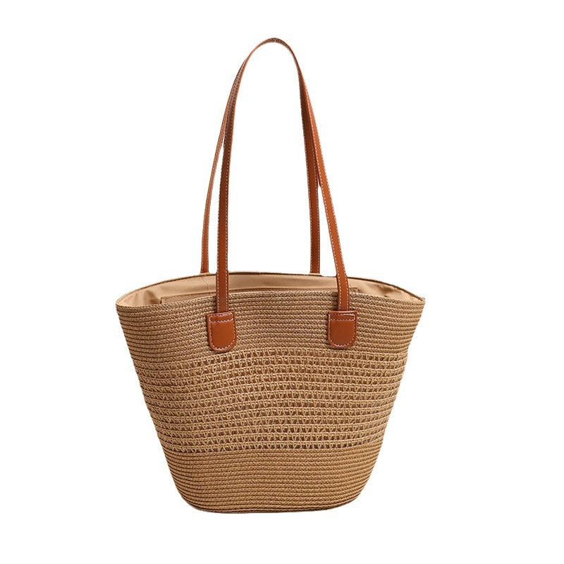 Elegant Basket Bag with Leather Accents Skanto