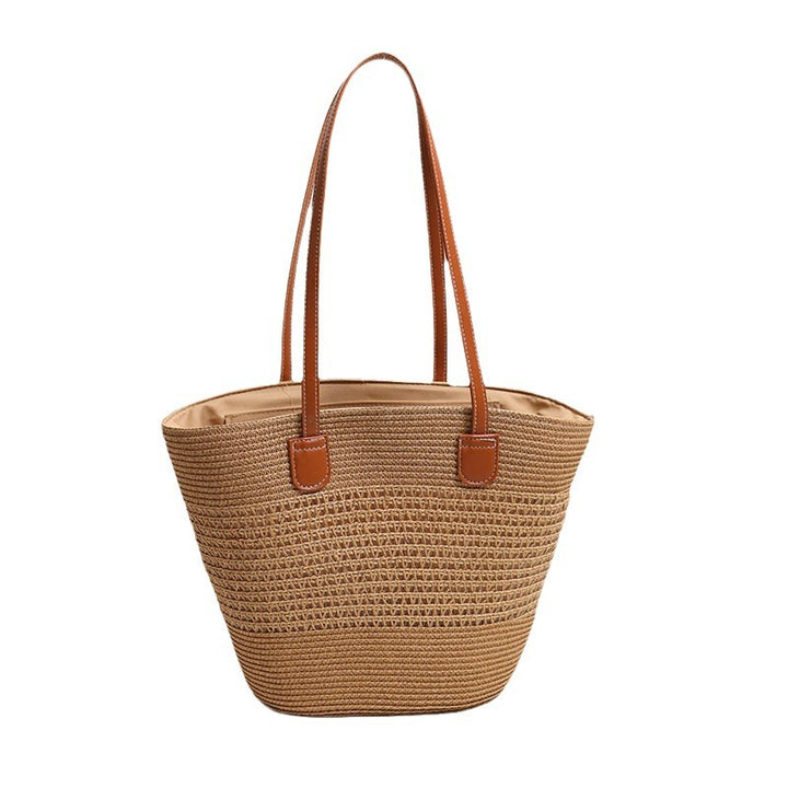 Elegant Basket Bag with Leather Accents Skanto