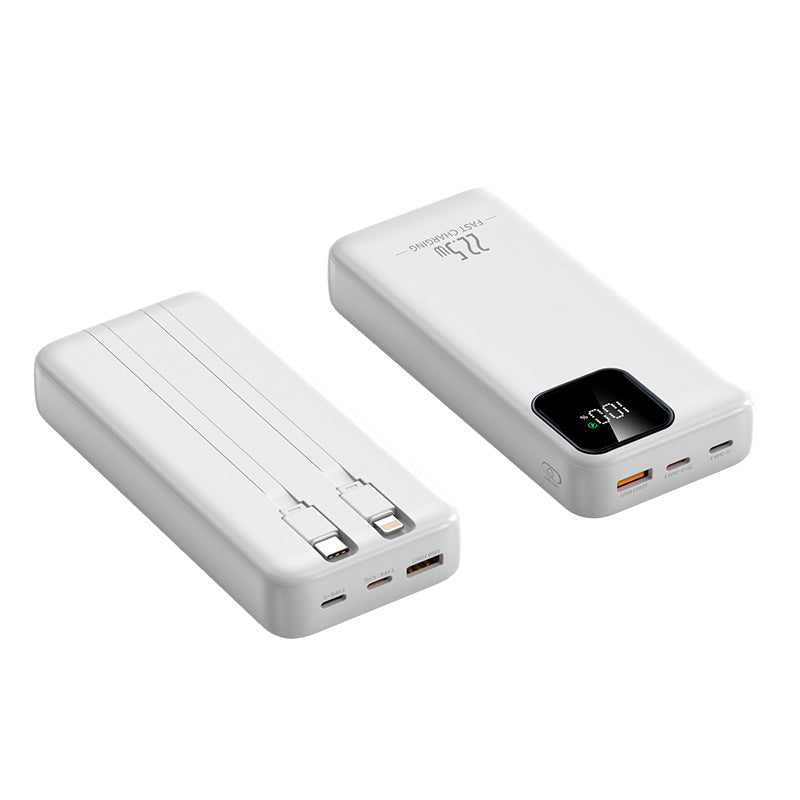Powerbank med integrerte ladekabler og digitalt ladeindikator Skanto