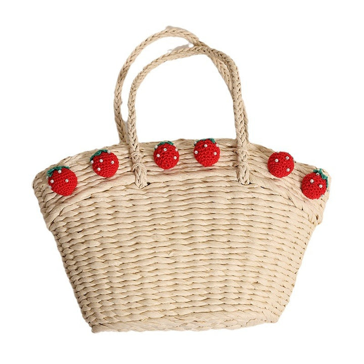 Handmade basket bag with playful strawberry motif Skanto