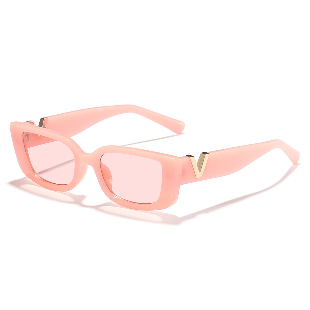 Dame moteriktig kvadratisk solbrille med gullbekledning Skanto