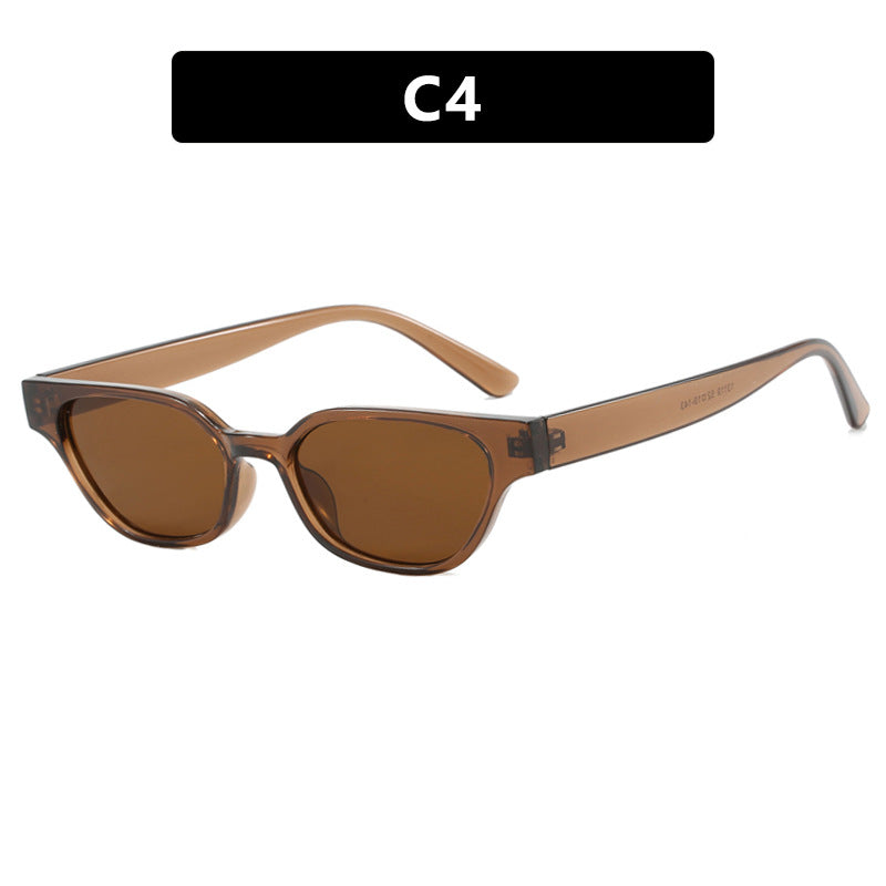 Women's Fashionable Sunglasses with Curved Frame and Brown Lenses Skanto