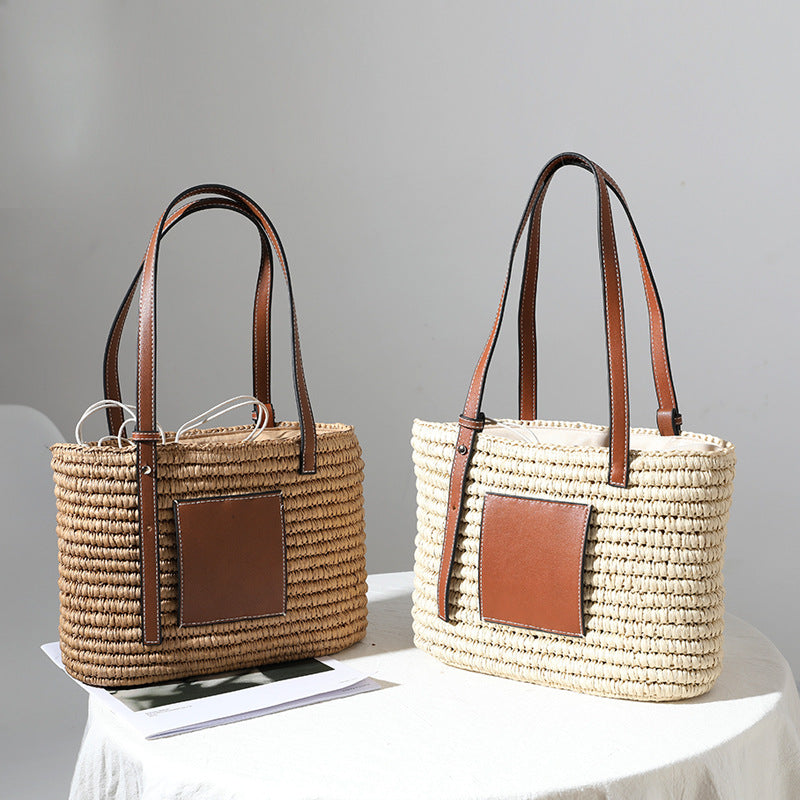 Stylish Basket Bag with Leather Accents Skanto