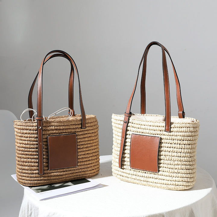Stylish Basket Bag with Leather Accents Skanto