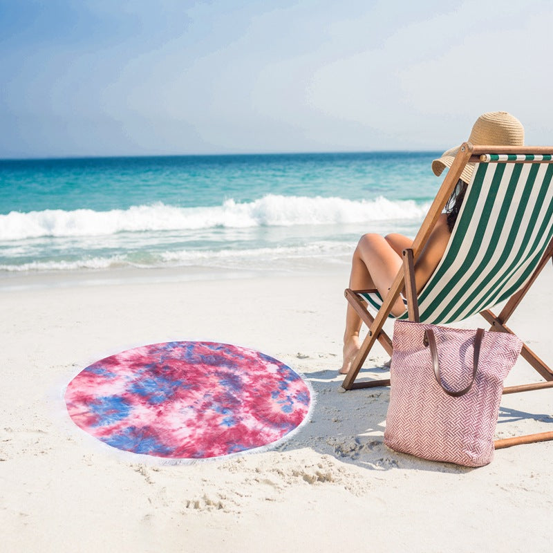 Dame rund stranddeken med frynser Skanto