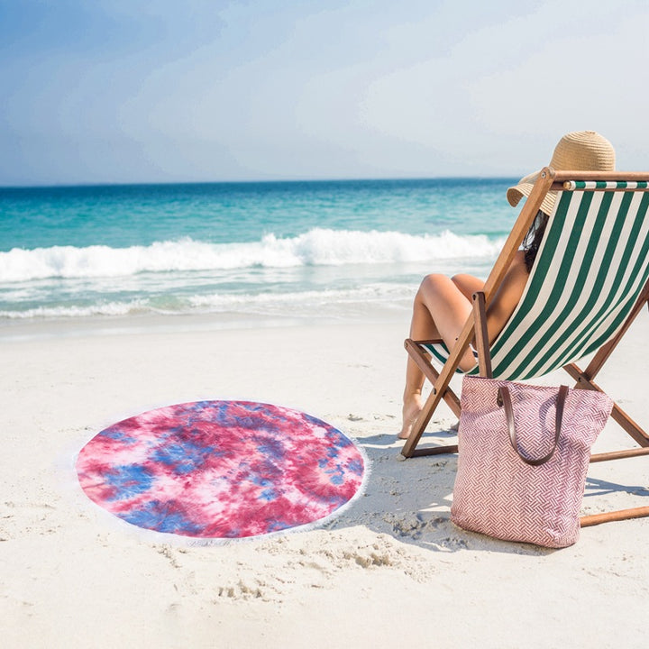Dame rund stranddeken med frynser Skanto