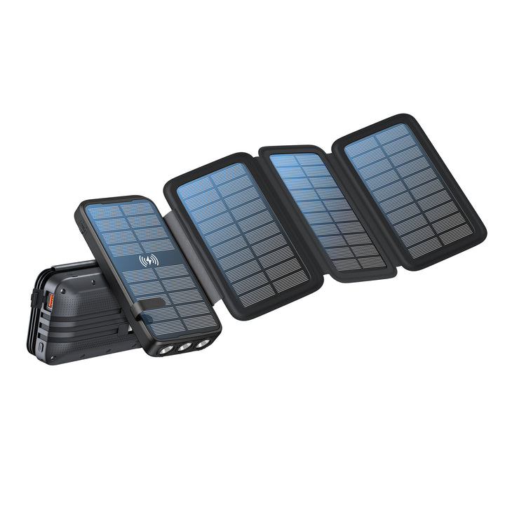Bærbar solenergi powerbank med trådløs lading og LED-lampe Skanto