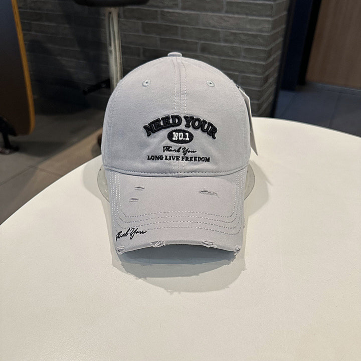 Herre Distressed Cotton Brodert Baseball Cap Skanto