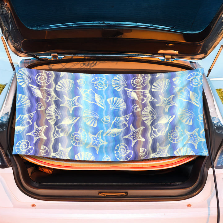 Multifunctionelt strandhåndkle med glad fruktmotiv Skanto