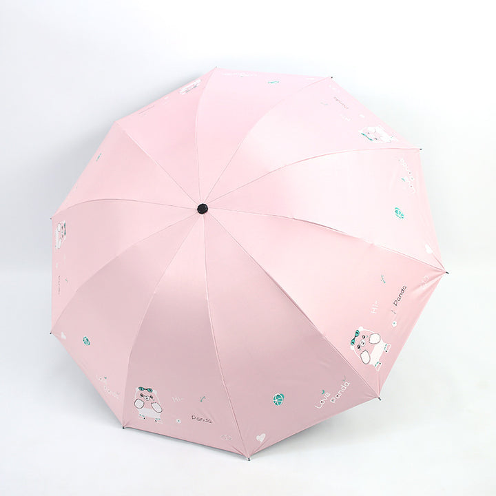 Dame faltbare paraply med søtt panda-design Skanto