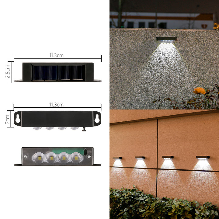 Kompakt solardrevet bevegelsessensor LED vegglampe for utendørs trapper og gjerder Skanto