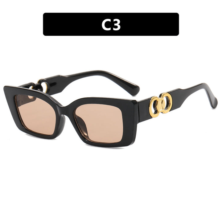 Women's Fashionable Square Sunglasses with Gold Embellishments Skanto