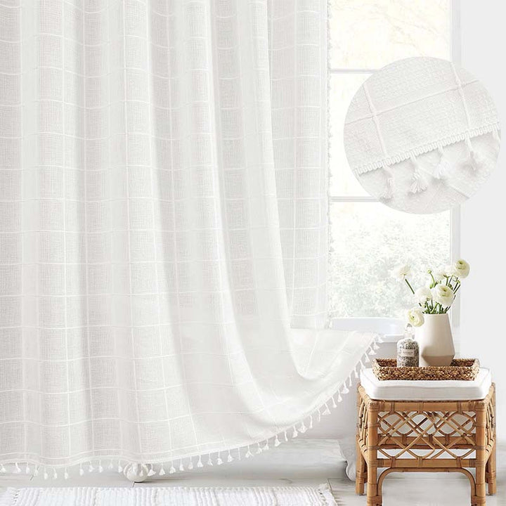 Teksturert Rutenett Design Vindusgardin Skanto