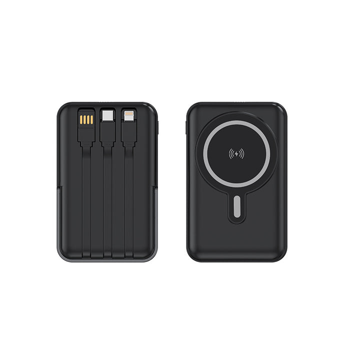 Multifunksjonell Powerbank med integrerte ladekabler Skanto