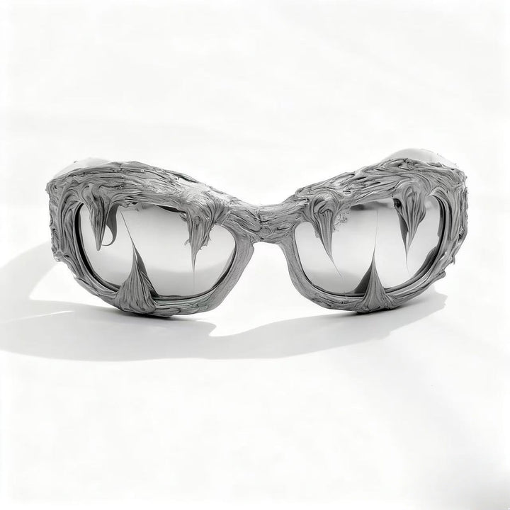 Dame futuristisk design solbrille med unikt strukturert overflate Skanto