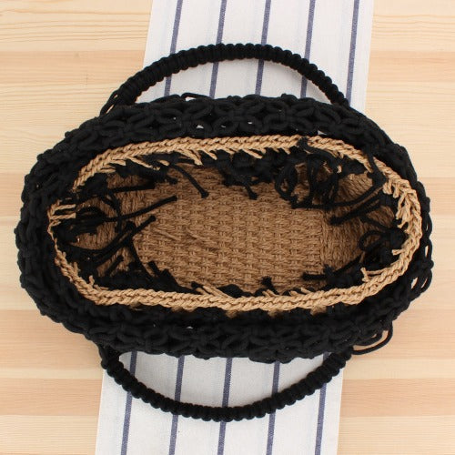 Hand-knotted tote bag with elegant net design Skanto