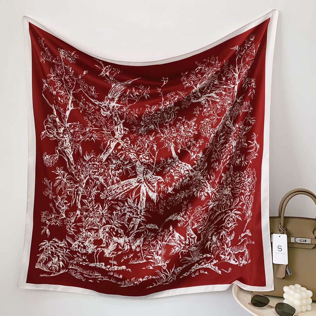 Dame silkesjal i elegant botanisk design Skanto