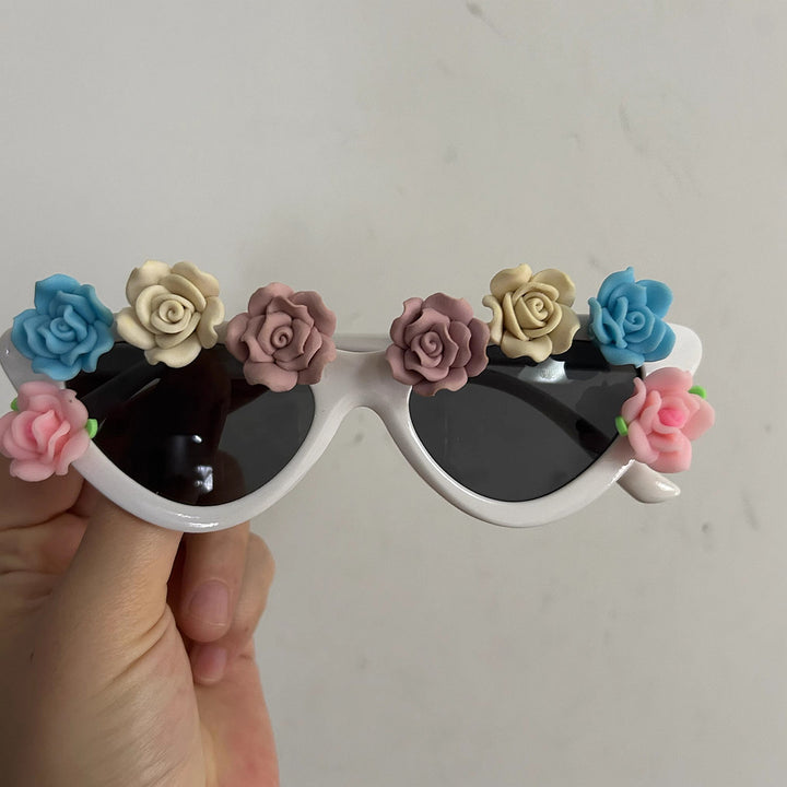 Dame Cat-Eye solbriller med blomsterdekor Skanto