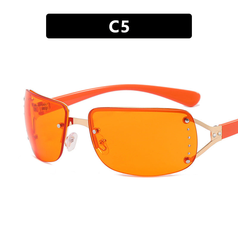 Dame futuristisk, slank Shield-solbrille Skanto