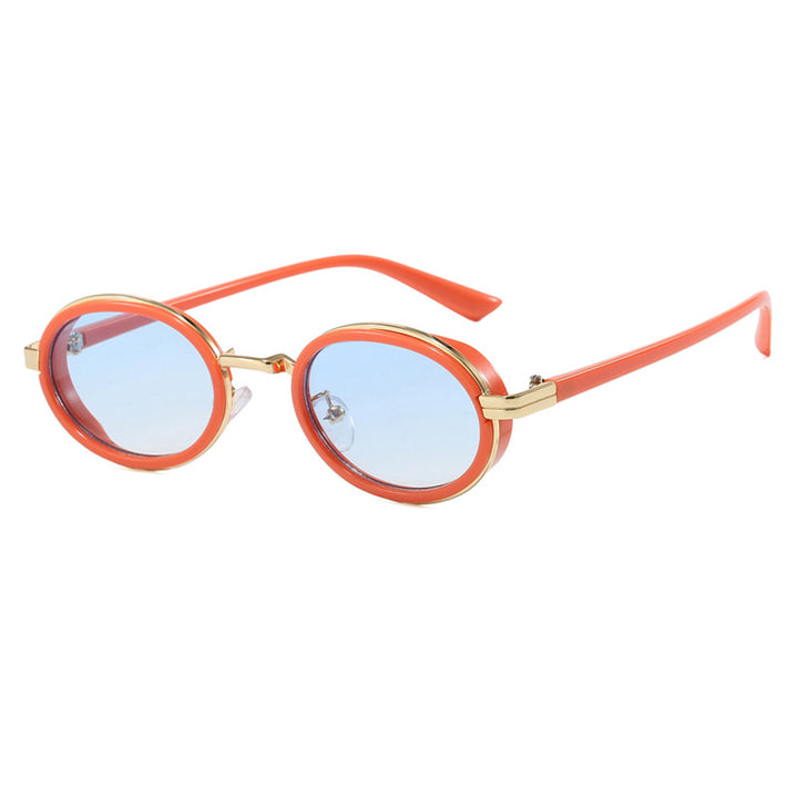Women's round sunglasses with light lenses and golden details Skanto