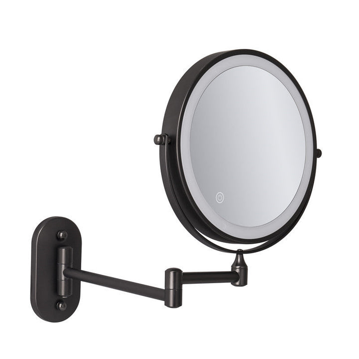 Skanto | Oppladbar veggmontert barberingsspeil | 360° rotasjon. 1X/10X forstørrelse og justerbar LED-belysning for bruk på badet
