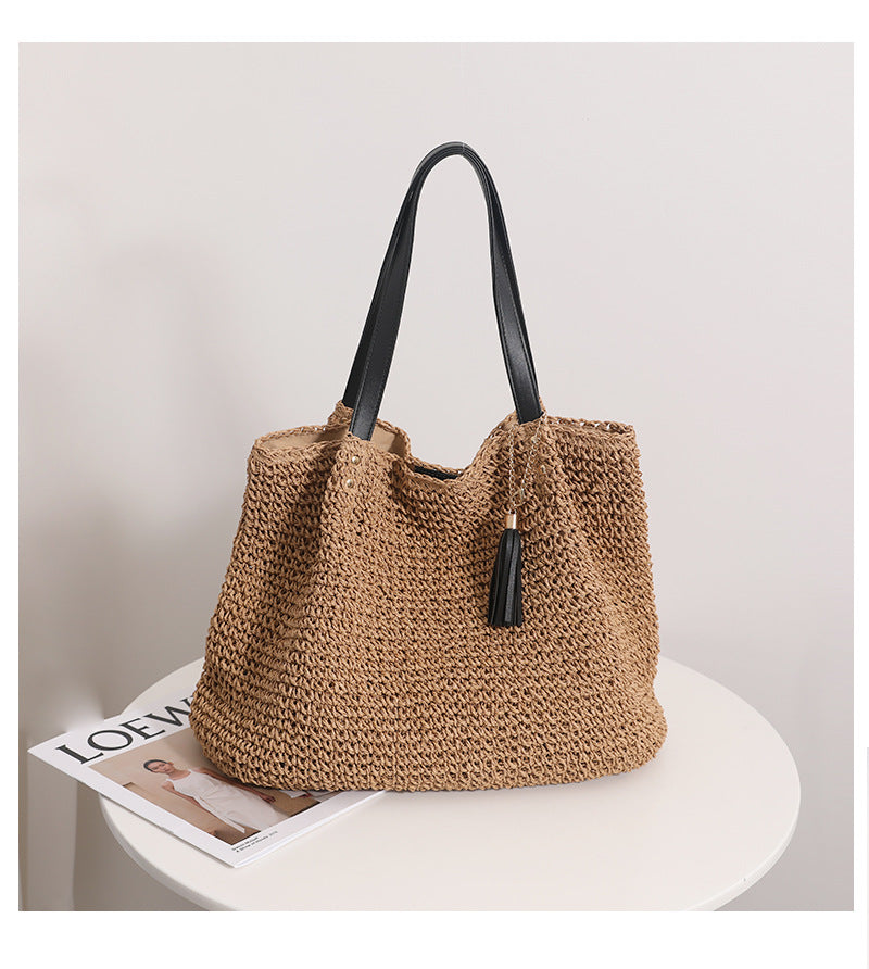 Durable basket bag with faux leather handle reinforcement Skanto