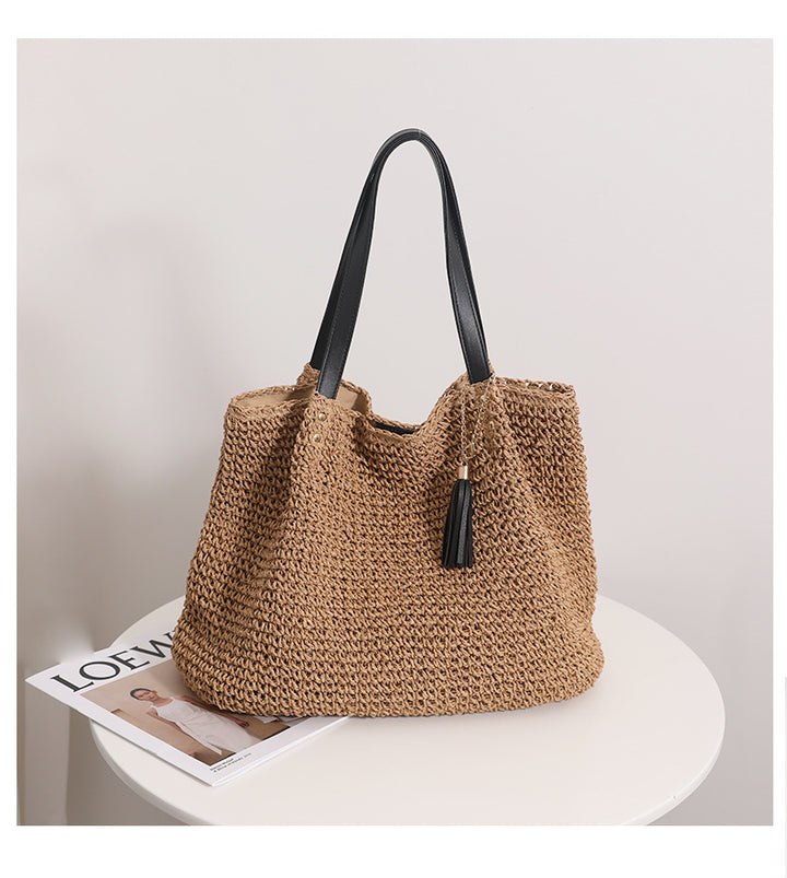 Durable basket bag with faux leather handle reinforcement Skanto
